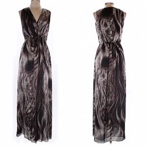 Elegant Black and Gray Maxi Dress Magaschoni Silk